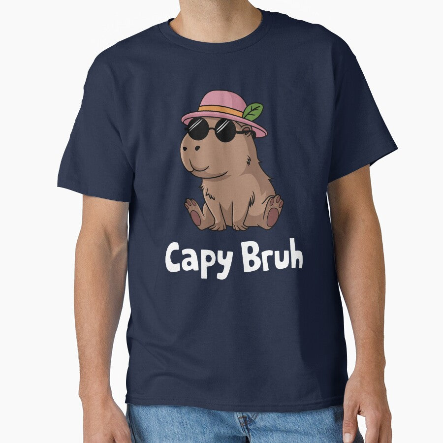 Capy Bruh - Funny Chill Capybara Meme Design by Serbin T-Shirts, Hoodie, Sweatshirt | BlankRebels.com (Image 1)