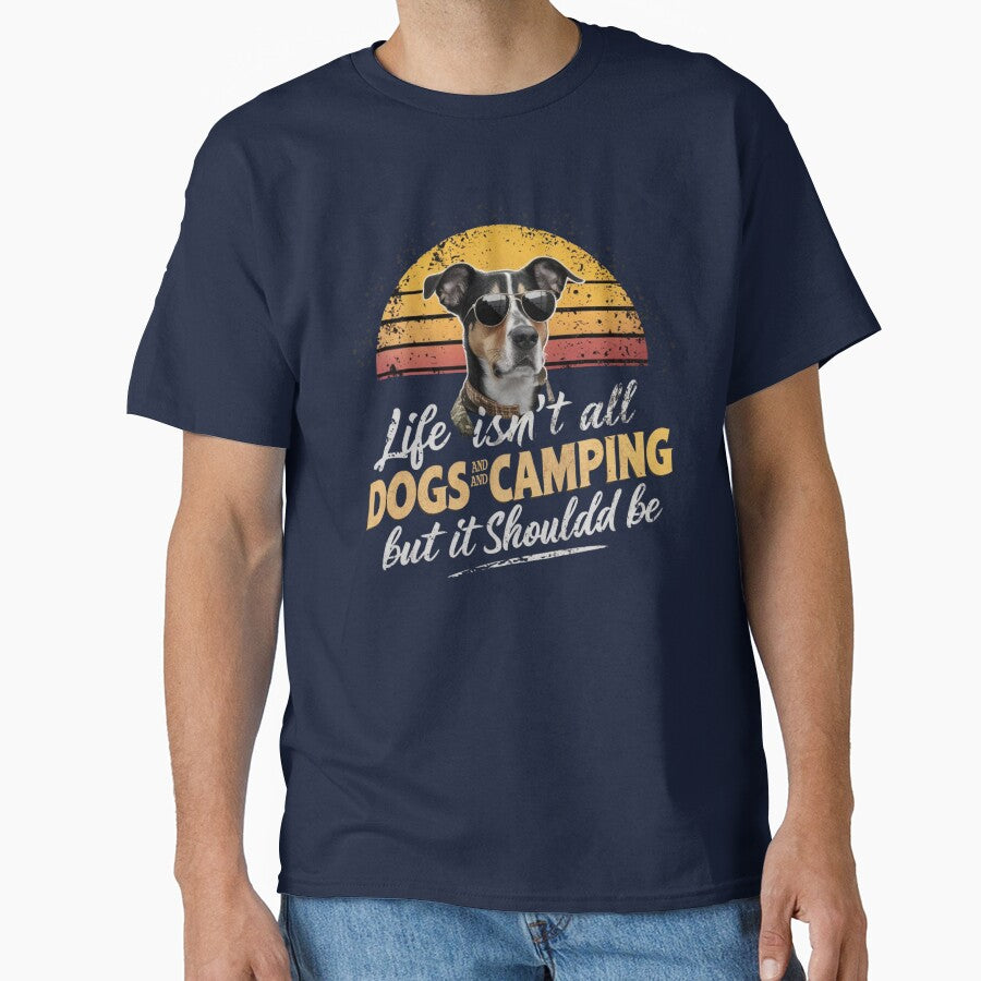 Funny Dogs and Camping, Cute Dog Lover Camp, Dog Mom and Camper Vintage by Creatiforge T-Shirts, Hoodie, Sweatshirt (Image 1)