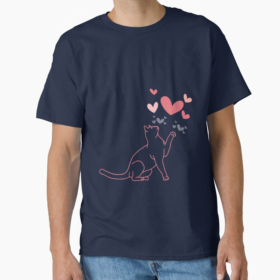 cute cat chasing hearts - sticker, T-shirt - Design Suitable for kids, Transparent Sticker, Glossy Sticker,... (Image 1)