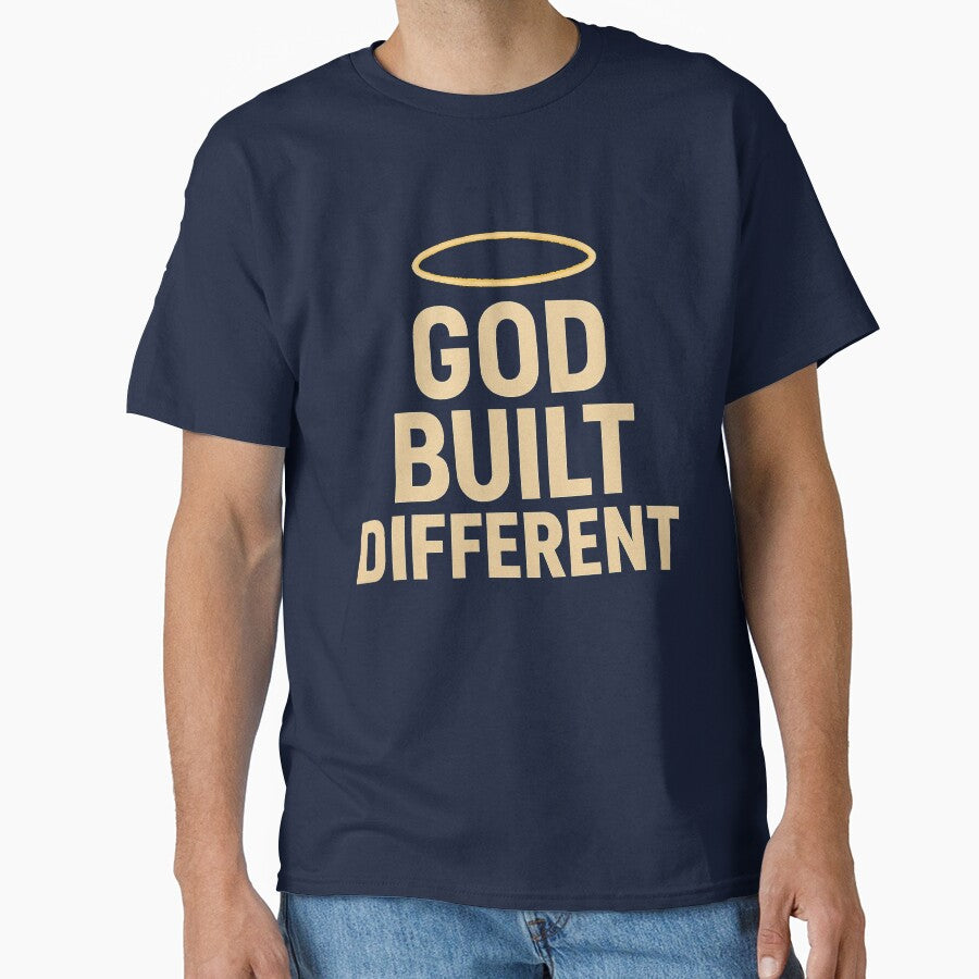 God Built Different – Christian Faith Minimalist Typography Design by The Melanic T-Shirts, Hoodie, Sweatshirt (Image 1)