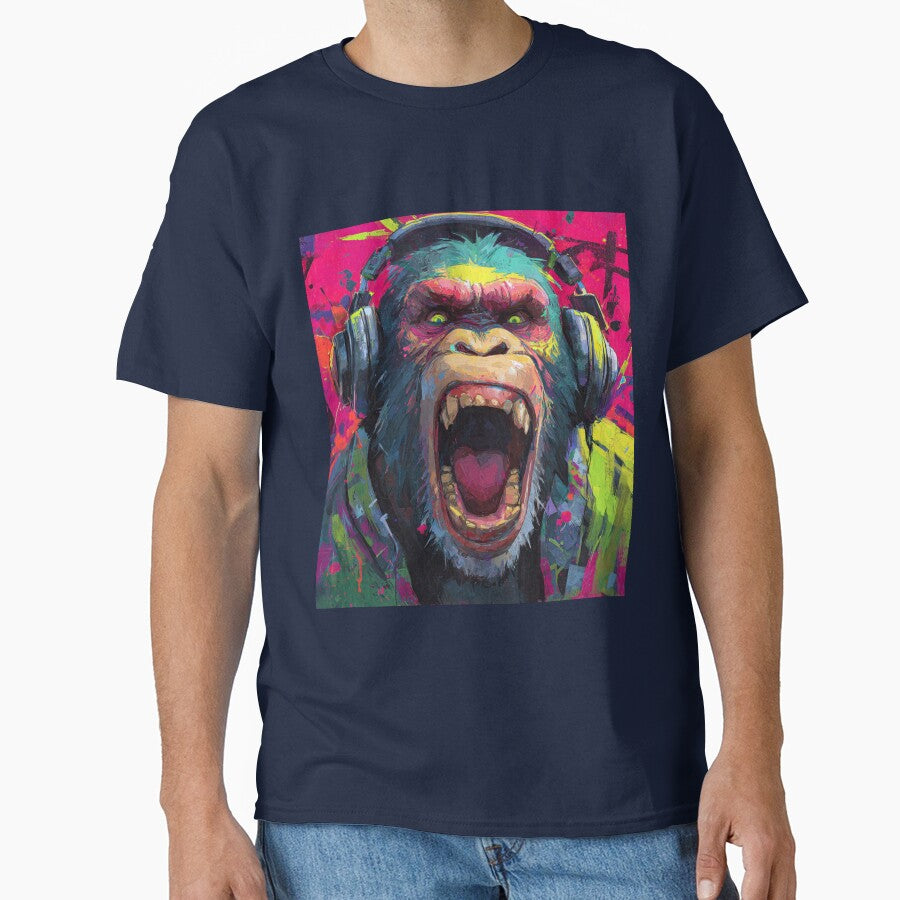 Dj Monkey Thinker Mad Baboon With Headphones Art by GrinGalore T-Shirts, Hoodie, Sweatshirt | BlankRebels.com (Image 1)