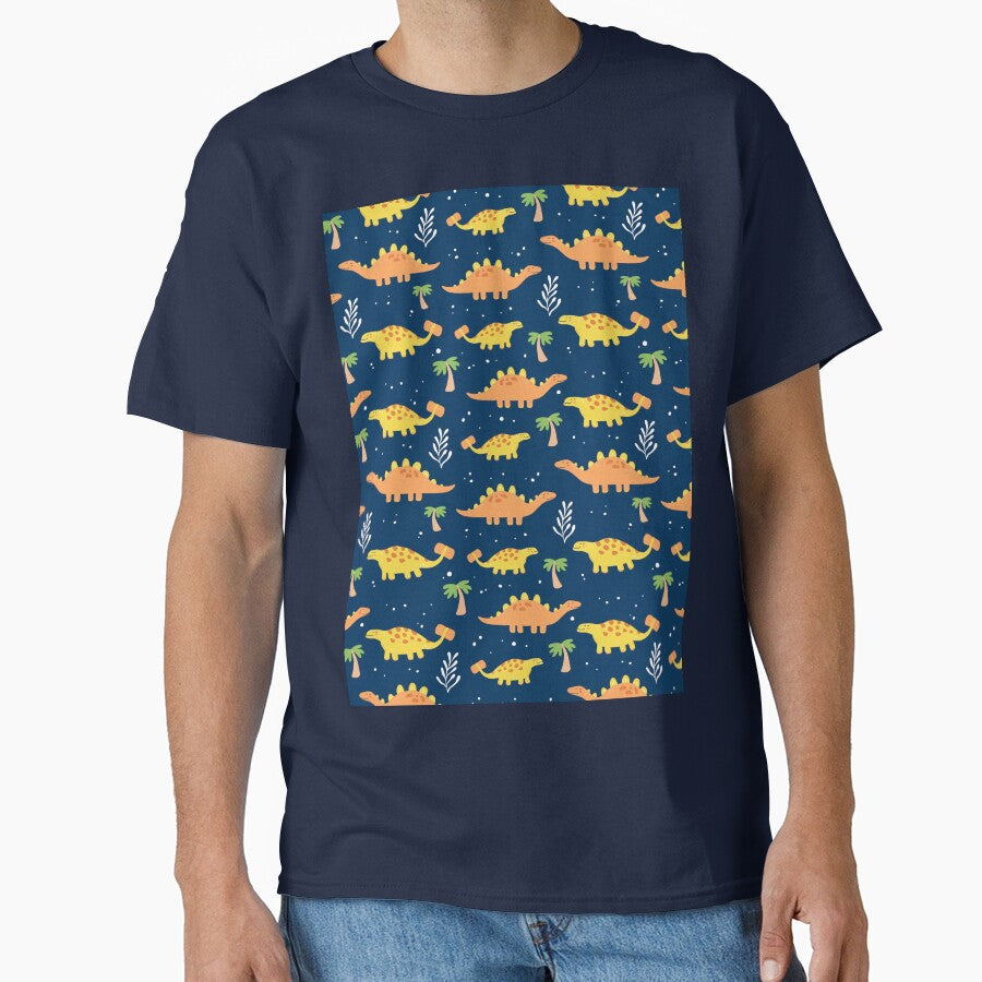 Cute Navy and Orange Dinosaur Pattern by cgroenewald T-Shirts, Hoodie, Sweatshirt | BlankRebels.com (Image 1)