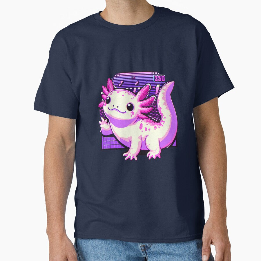 Retro Vaporwave Style Axolotl Art by Mr Pyuku T-Shirts, Hoodie, Sweatshirt | BlankRebels.com (Image 1)