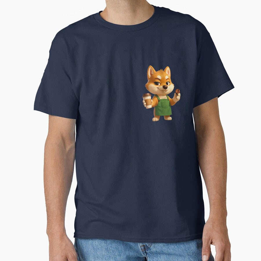 Sassy Shiba Barista T-Shirt – Cute Dog Coffee Apparel by MarandSviet Hoodie, Sweatshirt | BlankRebels.com (Image 1)