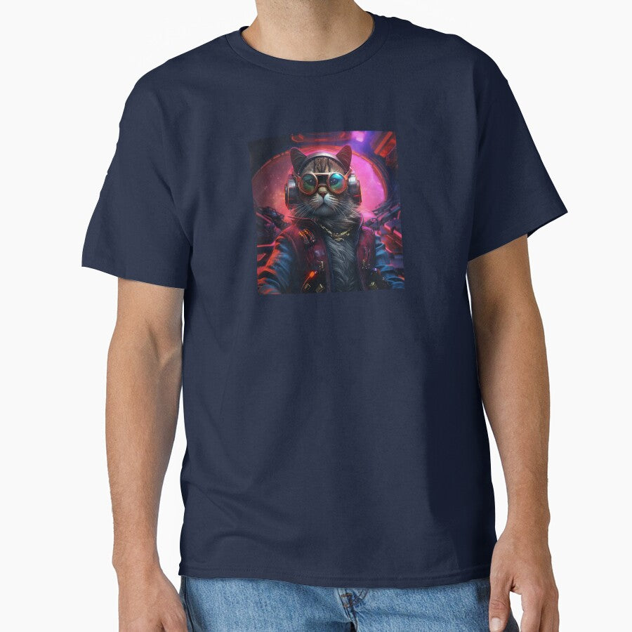 Cyberpunk Cat Glass Neon Meow Shaggy Town by GrinGalore T-Shirts, Hoodie, Sweatshirt | BlankRebels.com (Image 1)
