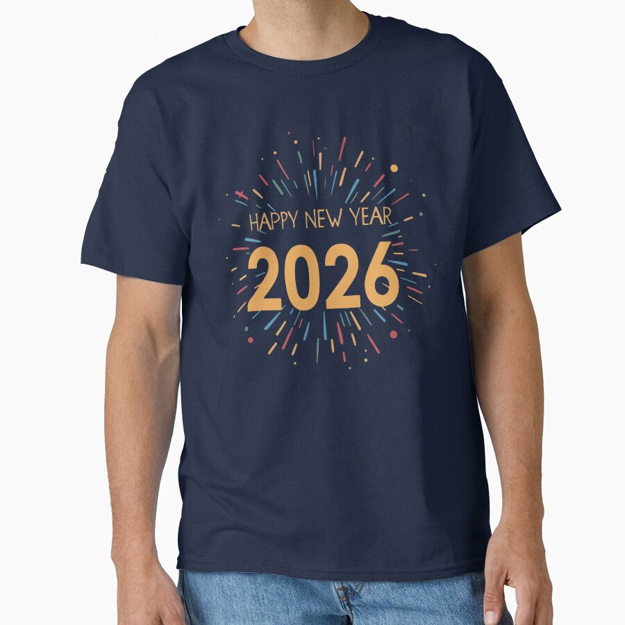 Happy New Year 2026 Fireworks Typography Design by DavidTeeStudio T-Shirts, Hoodie, Sweatshirt | BlankRebels.com (Image 1)