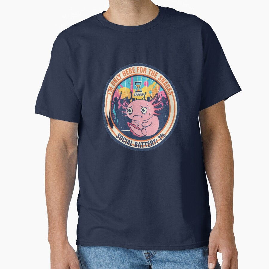 Social Battery 1 Percent Axolotl – Funny Introvert Party Anxiety 90s Vintage Graphic by FakeJoo T-Shirts,... (Image 1)