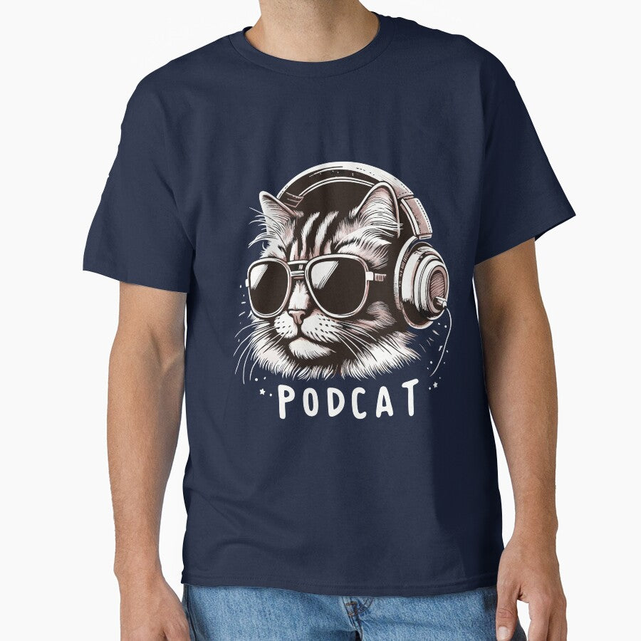 Funny Cool Cat with Headphones – Podcast Pun Design for Music & Cat Lovers by Coowo22 T-Shirts, Hoodie, Sweatshirt (Image 1)