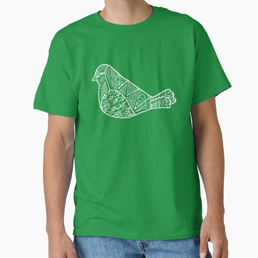 Color Me Bird : White on Green by Janelle Wourms T-Shirts, Hoodie, Sweatshirt | BlankRebels.com (Image 1)