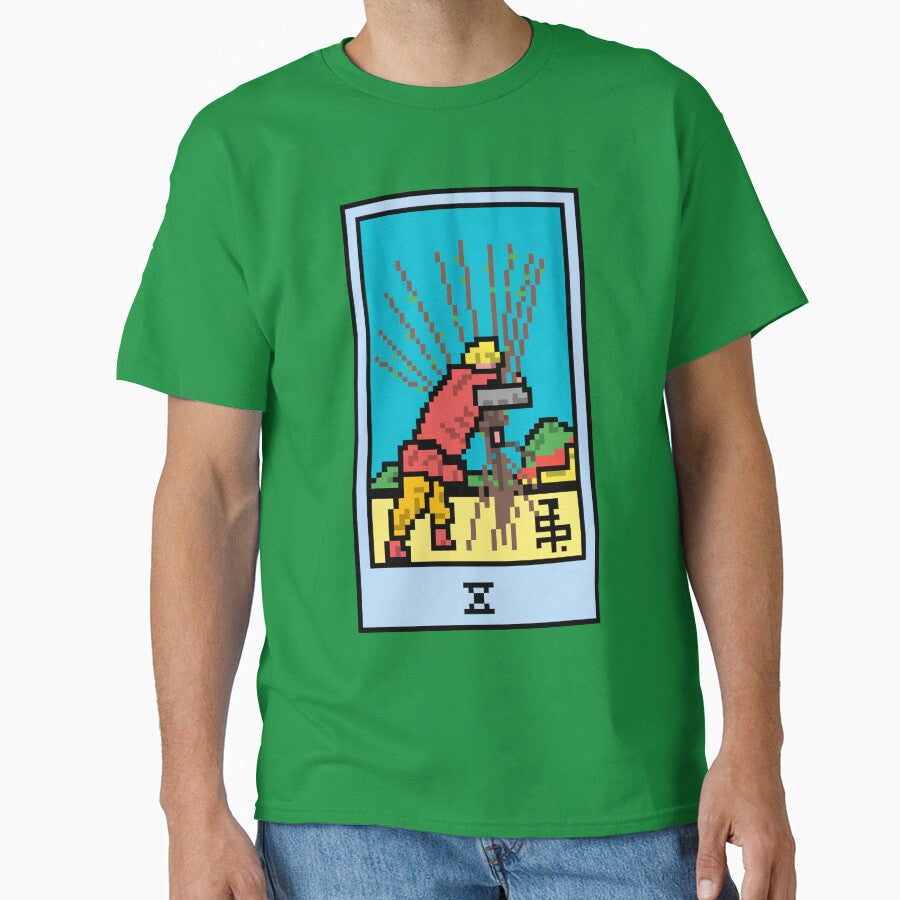 Wait Is This Pixel Art Tarot? Green Minor Arcana 'Ten Wands' ( Stickers Other Accessories) T-Shirts, Hoodie, Sweatshirt