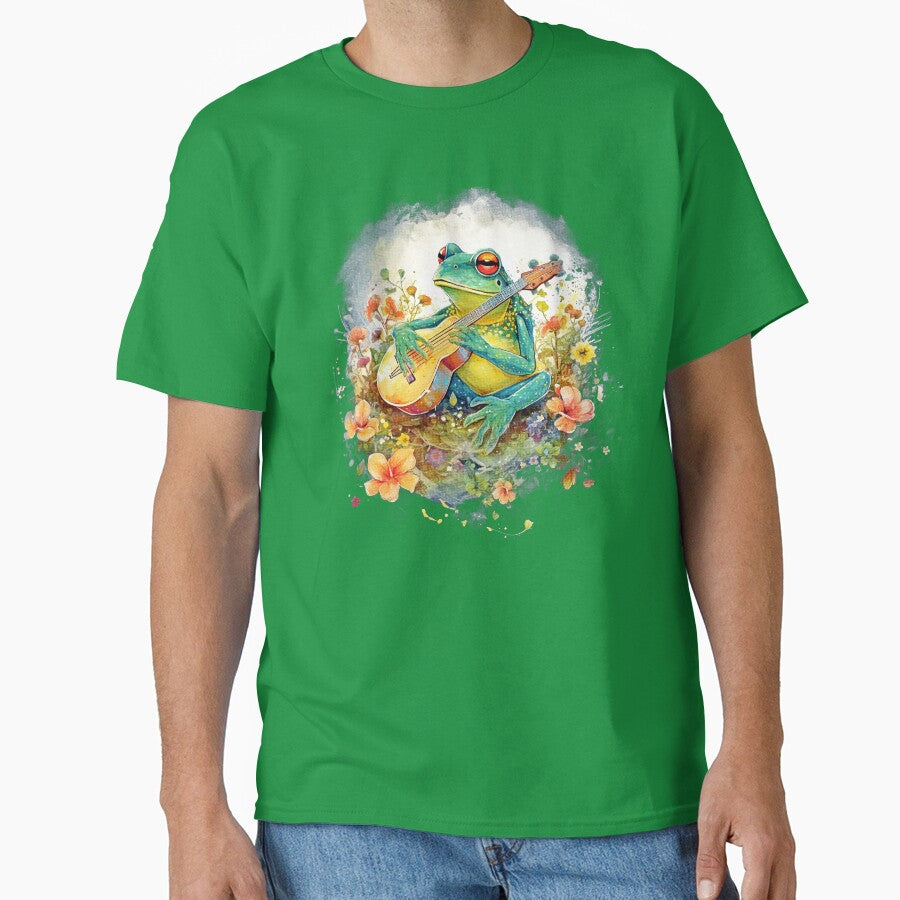 Cottagecore Aesthetic Frog Playing Guitar Banjo Graphic by sanadkarmakar T-Shirts, Hoodie, Sweatshirt (Image 1)