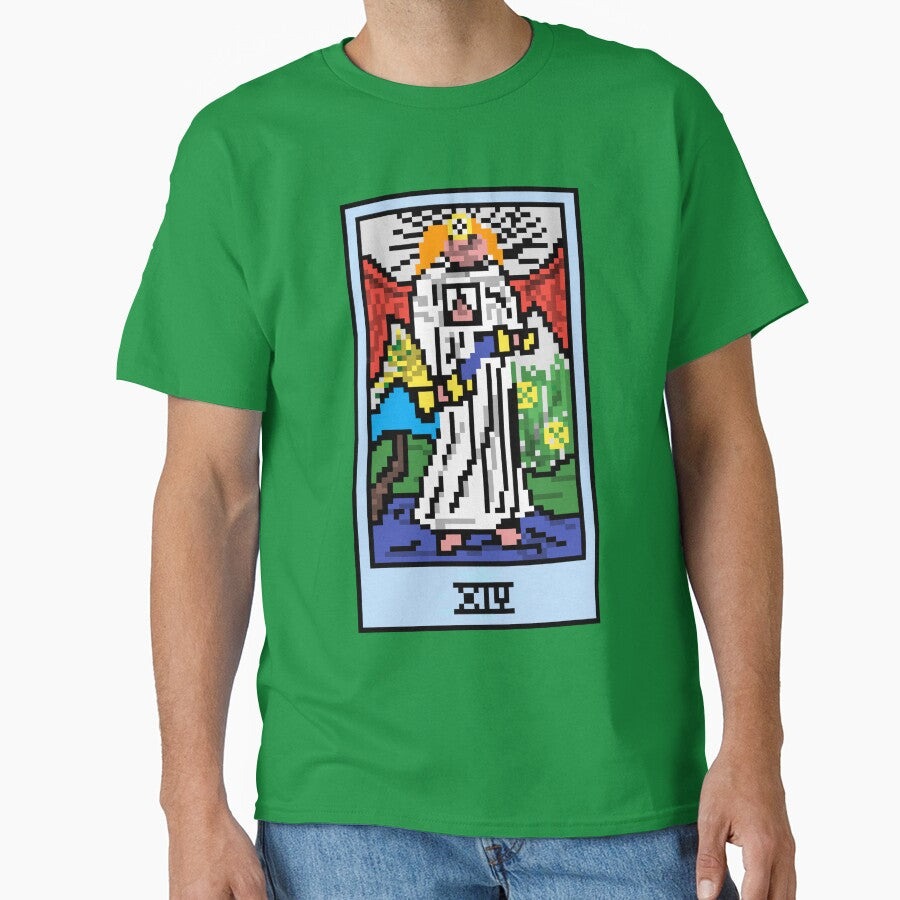 Wait, is this pixel art tarot? Green - Major Arcana 'Temperance' (Design for T-shirt, stickers and other... (Image 1)