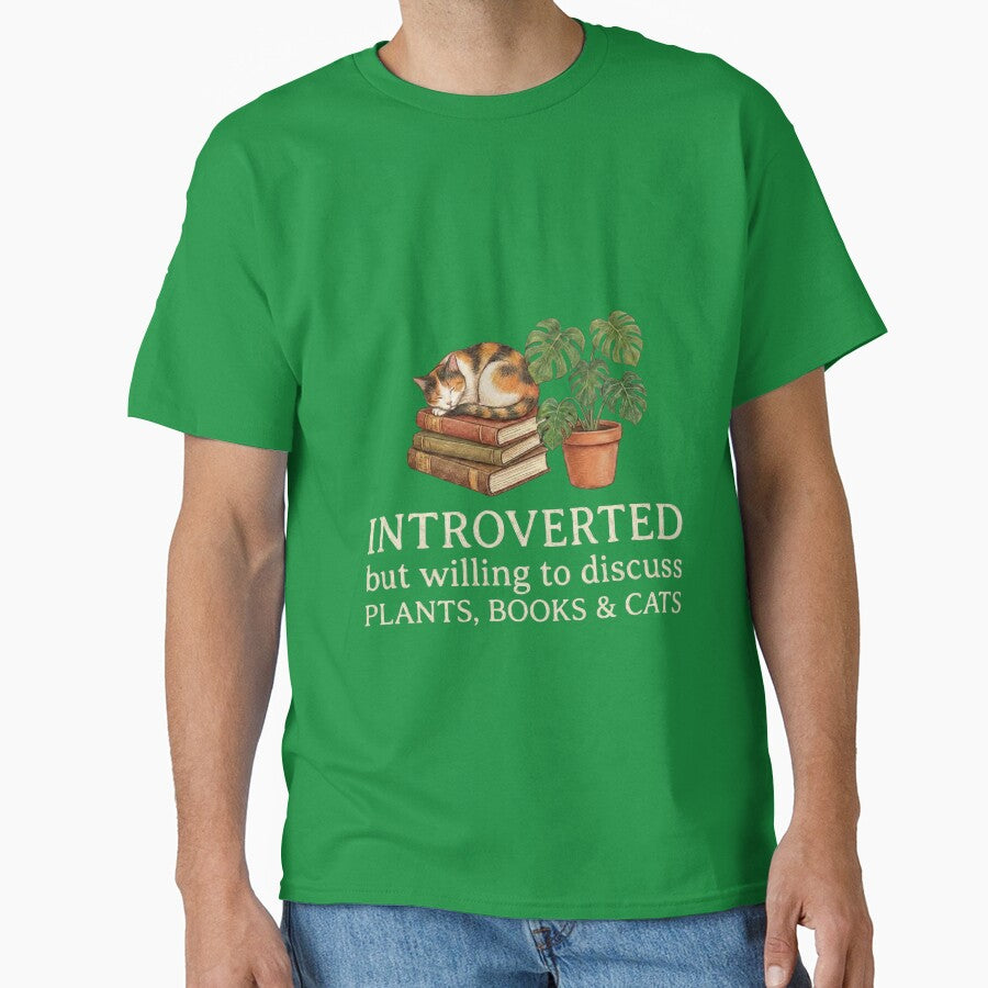 Introverted But Willing To Discuss Plants Books and Cats | Cozy Aesthetic by blakfrog T-Shirts, Hoodie, Sweatshirt (Image 1)