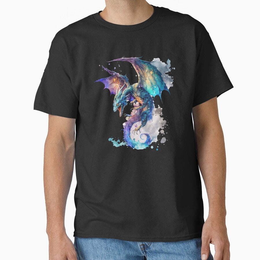 Colorful Watercolor Flying Dragon by MoonFoxDesign T-Shirts, Hoodie, Sweatshirt | BlankRebels.com (Image 1)