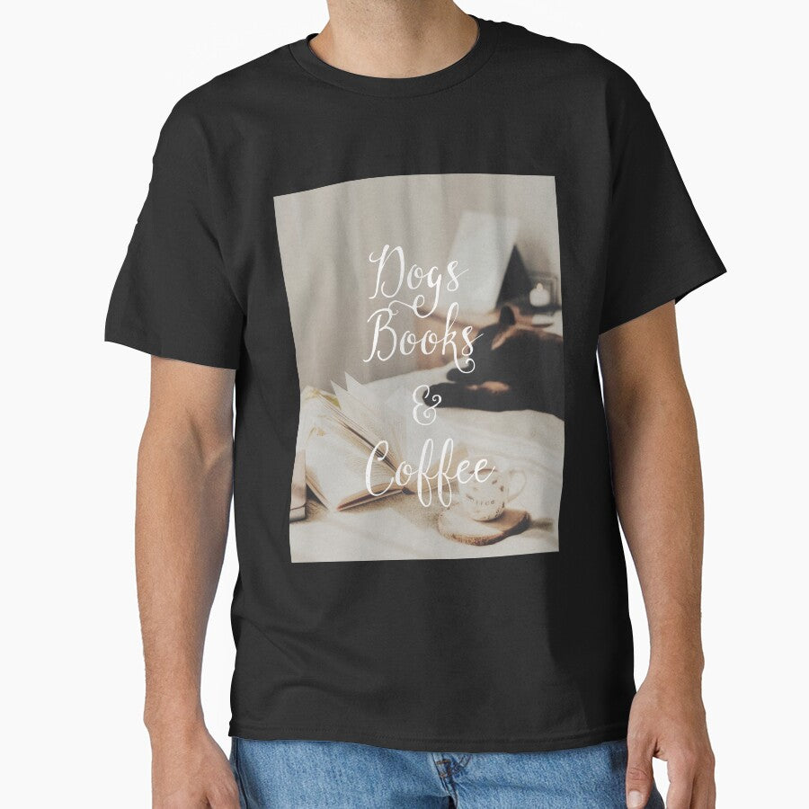 Dogs books and coffee - vintage aesthetic look by HappyPrints ⭐⭐⭐⭐⭐ T-Shirts, Hoodie, Sweatshirt | BlankRebels.com (Image 1)