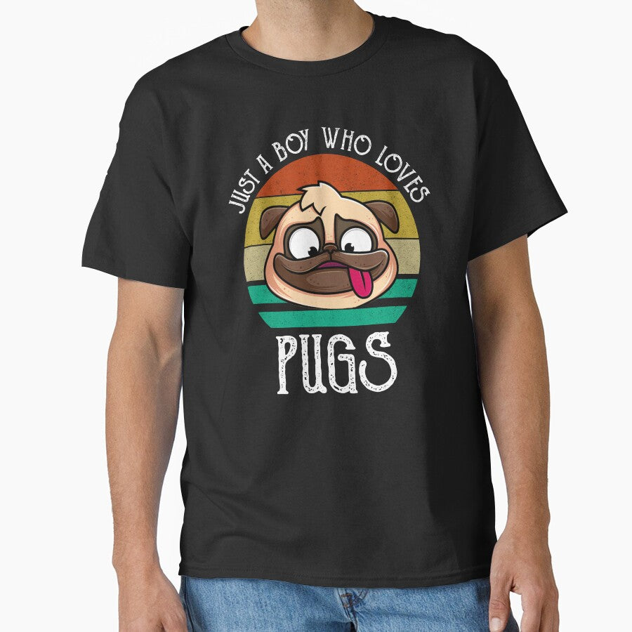 Just A Boy Who Loves Pugs by Cat Lady Designs T-Shirts, Hoodie, Sweatshirt | BlankRebels.com (Image 1)