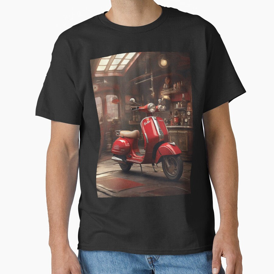 Red Moped Scooter by Random Designs T-Shirts, Hoodie, Sweatshirt | BlankRebels.com (Image 1)