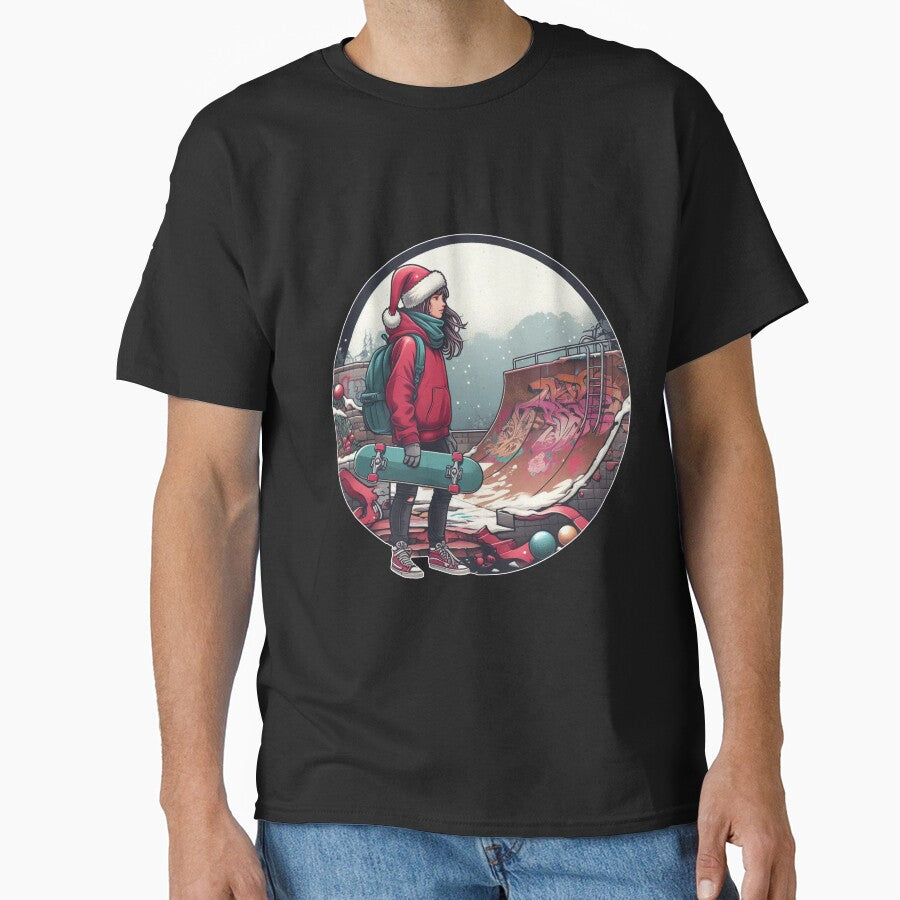 Skateboard Girl Christmas by fatbanana T-Shirts, Hoodie, Sweatshirt | BlankRebels.com (Image 1)