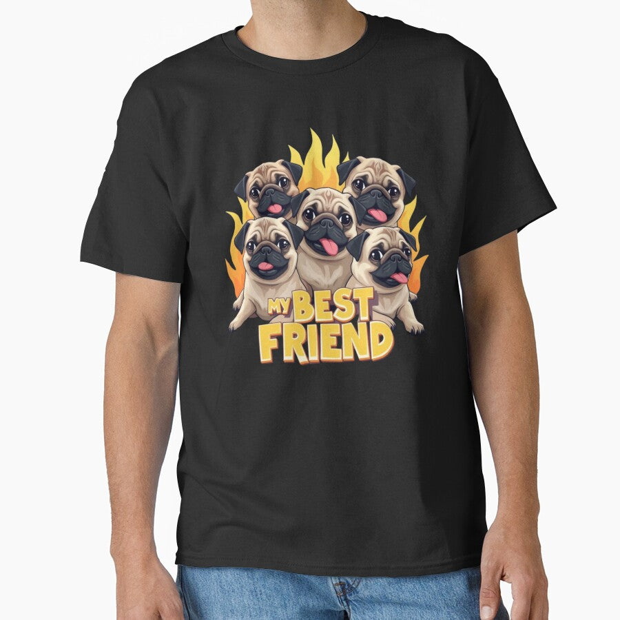 Pug My Best Friend – Happy Wrinkled Face Dog Art by PriyaMagic T-Shirts, Hoodie, Sweatshirt | BlankRebels.com (Image 1)