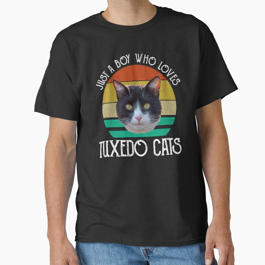 Just A Boy Who Loves Tuxedo Cats by Cat Lady Designs T-Shirts, Hoodie, Sweatshirt | BlankRebels.com (Image 1)