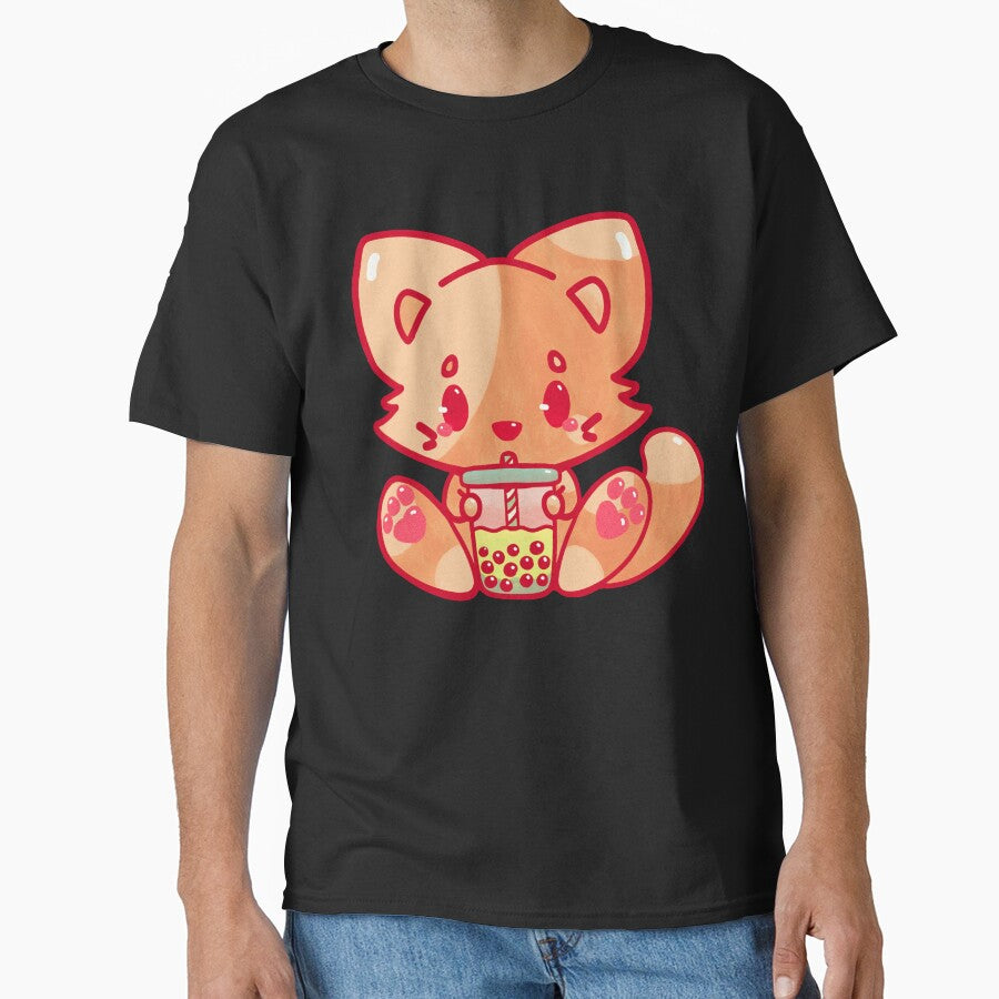 cat bubble tea kawaii cute adorable chibi hand painted by · GAMING SOUL · T-Shirts, Hoodie, Sweatshirt (Image 1)