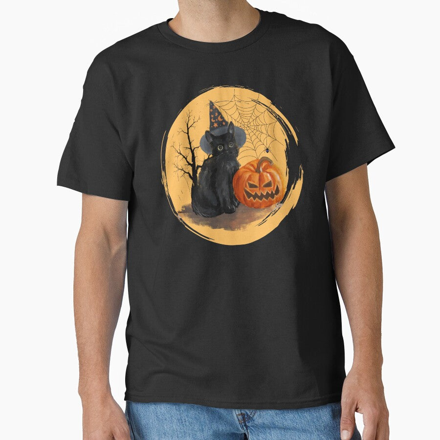 Halloween Black Cat with Pumpkin by SassieGabbie T-Shirts, Hoodie, Sweatshirt | BlankRebels.com (Image 1)
