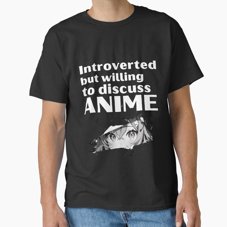 Introverted But Willing To Discuss Anime Funny Introvert Tshirt by OldSkullDesigns