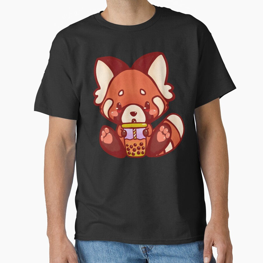 Red fox bubble tea kawaii cute adorable chibi hand painted by · GAMING SOUL · T-Shirts, Hoodie, Sweatshirt (Image 1)
