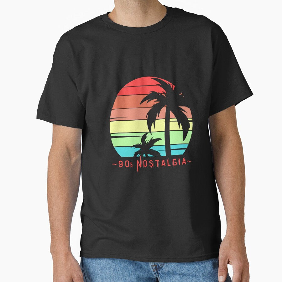 90s Nostalgia -  Vintage Tropical Sunset, Live Your Best Life, Nostalgic by Sun Sand & Sea Art T-Shirts,... (Image 1)