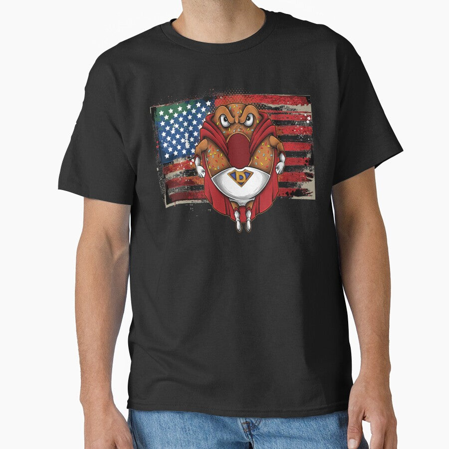USA American Flag Superhero Donut Foodie by ProjectX23 T-Shirts, Hoodie, Sweatshirt | BlankRebels.com (Image 1)