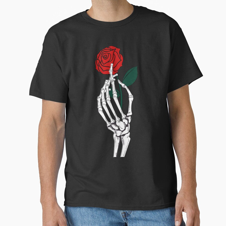Skeleton Hand with a Single Red Rose by suewen T-Shirts, Hoodie, Sweatshirt | BlankRebels.com (Image 1)