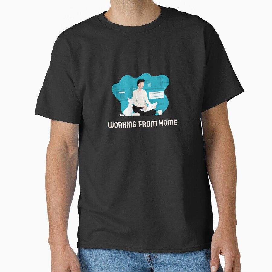 Working From Home With Dog by HappyFunnyTees T-Shirts, Hoodie, Sweatshirt | BlankRebels.com (Image 1)