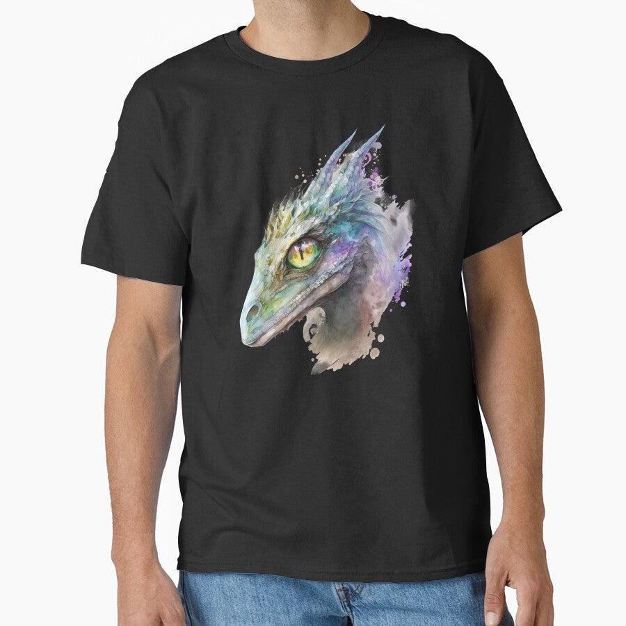 Watercolor White Iridescent Dragon, Dragon Portrait by MoonFoxDesign T-Shirts, Hoodie, Sweatshirt | BlankRebels.com (Image 1)