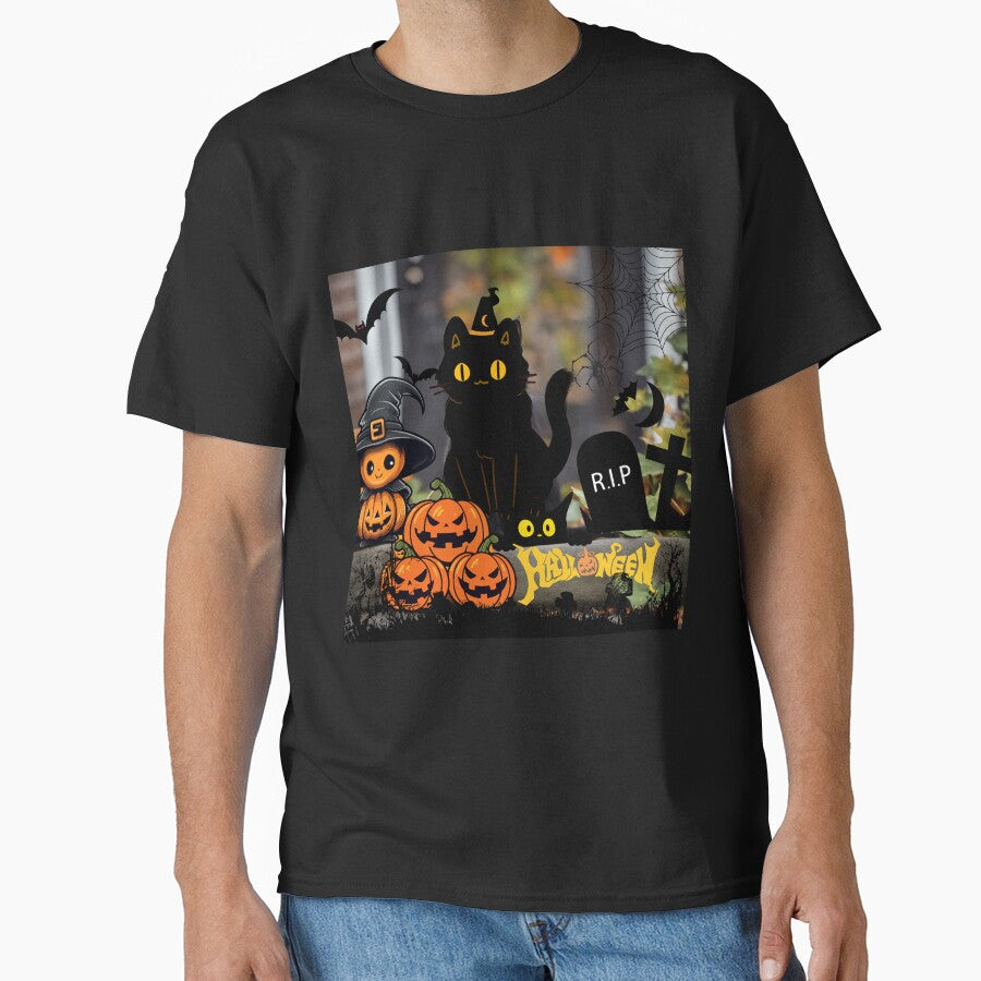 Halloween Black Cat by tanichi99 T-Shirts, Hoodie, Sweatshirt | BlankRebels.com (Image 1)