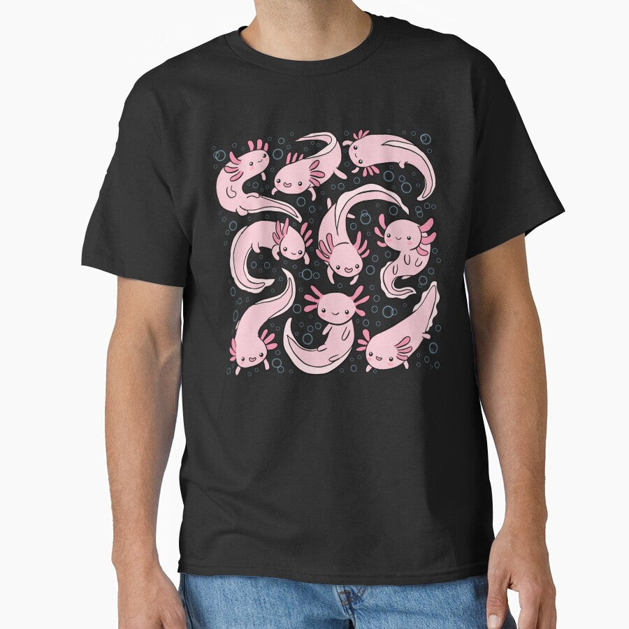 Cute little happy axolotls pattern by Yarafantasyart T-Shirts, Hoodie, Sweatshirt | BlankRebels.com (Image 1)