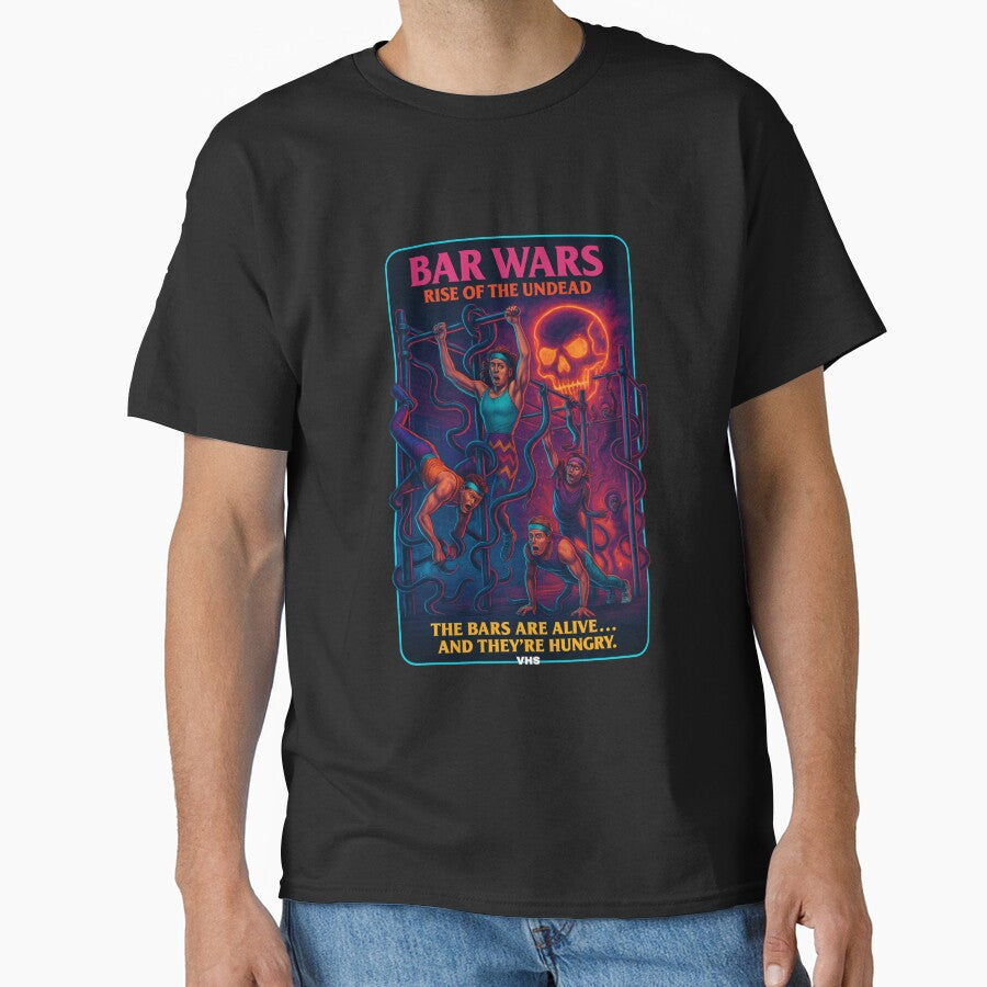 Bar Wars: Rise of the Undead – Retro 80s Horror Street Workout VHS Style T-Shirt by Neon Nightmare Hoodie,... (Image 1)
