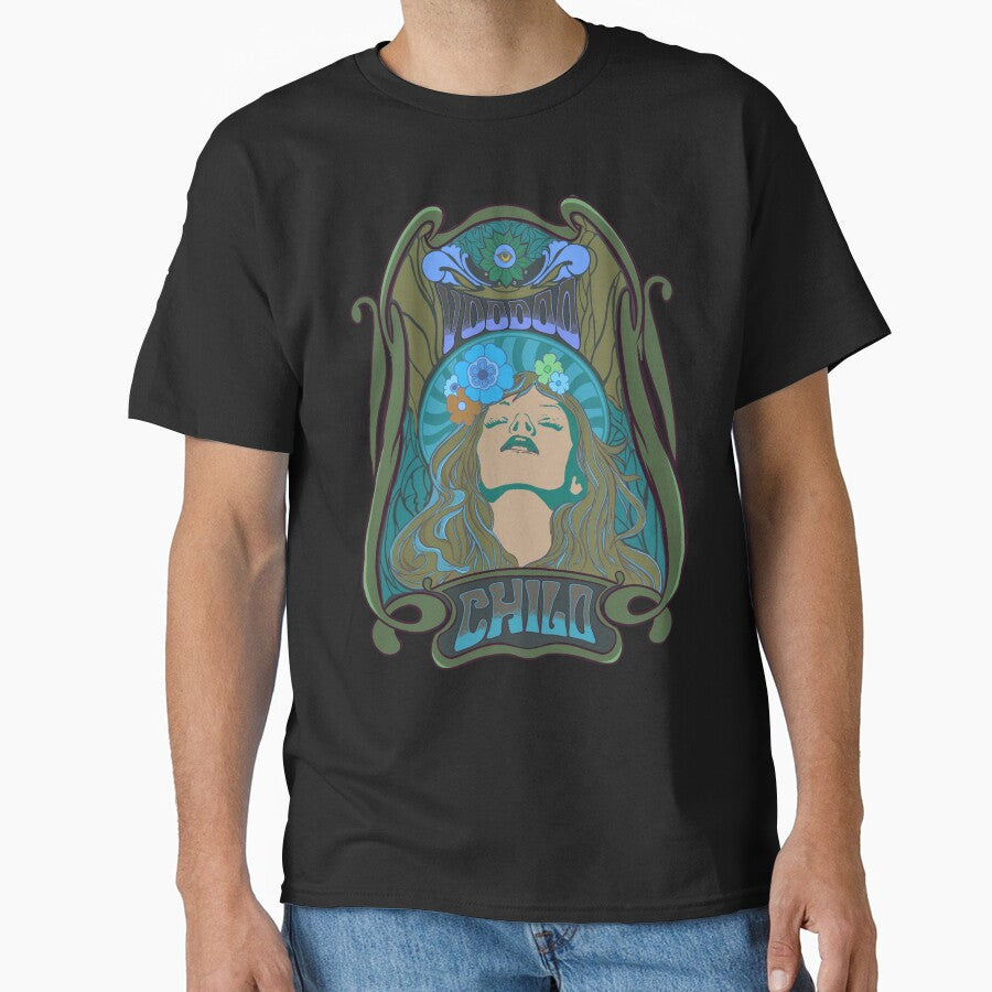 Copie de Pyschedelic vintage 60s hippie design - Voodoo child - Blue version by Yoginath T-Shirts, Hoodie,... (Image 1)