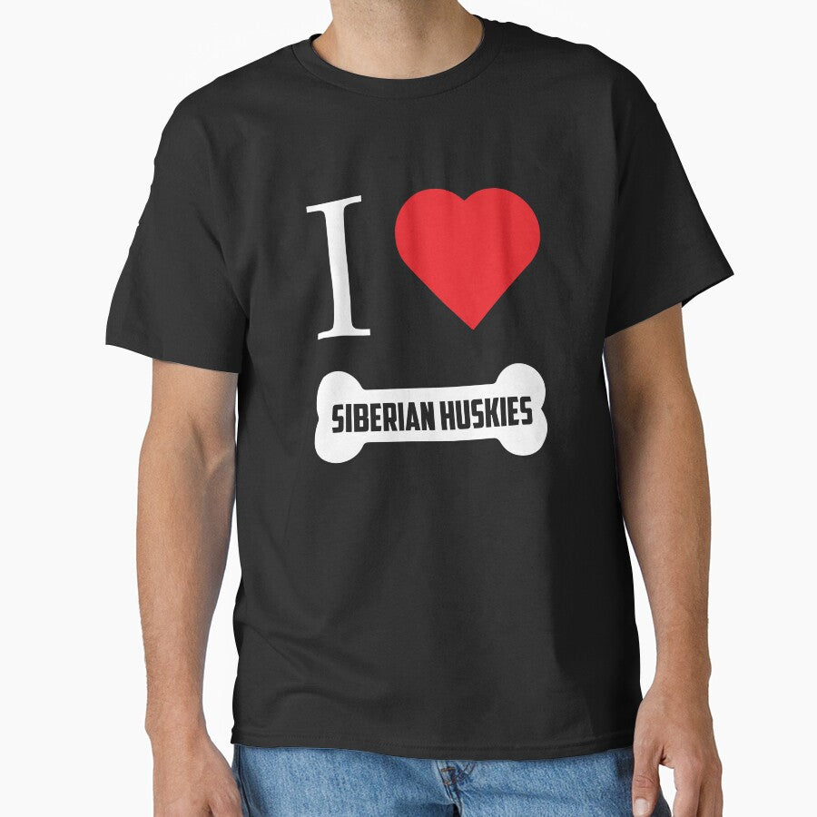 Siberian Husky Lover Design I Heart Siberian Huskies Bone by drwigglebutts T-Shirts, Hoodie, Sweatshirt (Image 1)