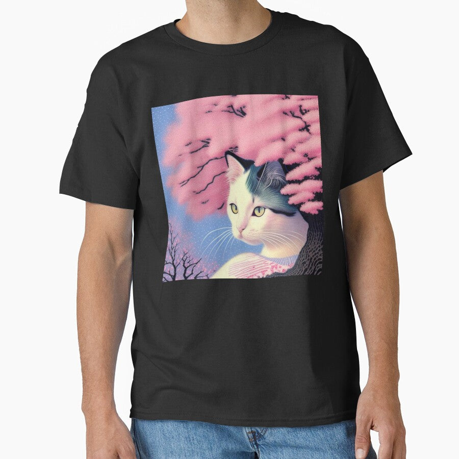 Cat under cherry blossoms by Roxburylane T-Shirts, Hoodie, Sweatshirt | BlankRebels.com (Image 1)