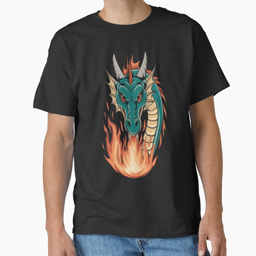 Mystical Flames: A Vintage Dragon Illustration by PrintBreeze T-Shirts, Hoodie, Sweatshirt | BlankRebels.com (Image 1)