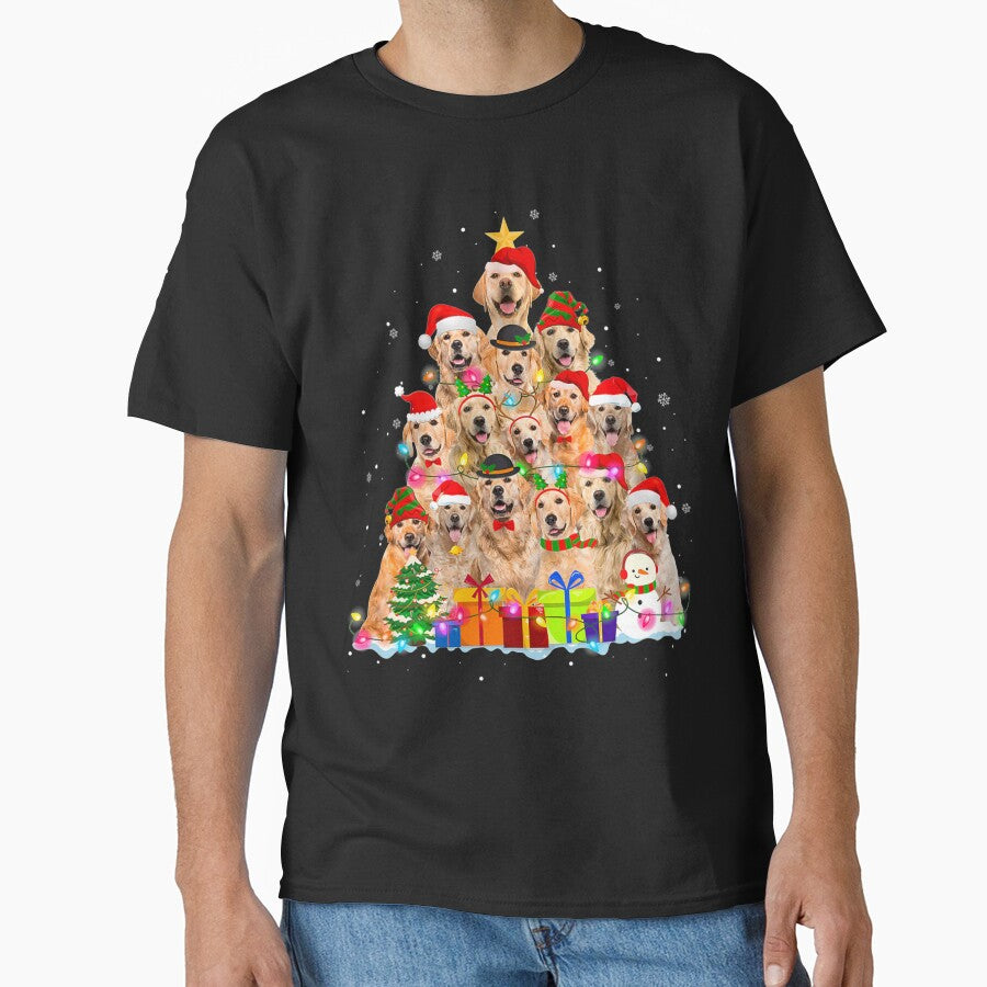 Christmas Pajama Golden Retriever Tree Xmas Gift Dog Dad Mom by NiceStore095 T-Shirts, Hoodie, Sweatshirt (Image 1)