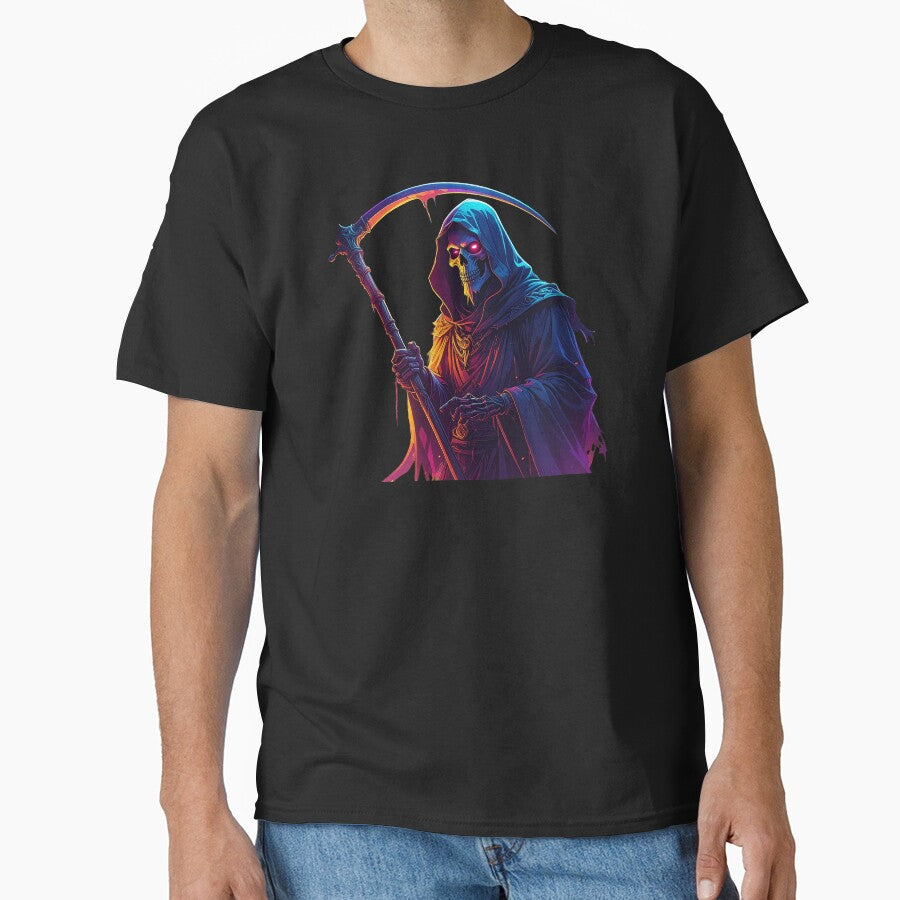 Neon Grim Reaper – Colorful Pop Art Death Scythe Design by AOG-DESIGNS T-Shirts, Hoodie, Sweatshirt (Image 1)