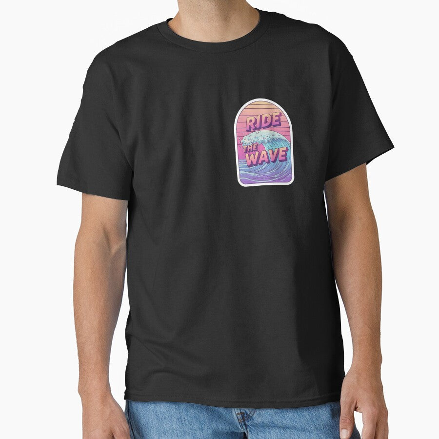 Surfer Style 'Ride The Wave' Retro 3D Merch – Perfect for Beach Lovers by SmartyWonders T-Shirts, Hoodie,... (Image 1)