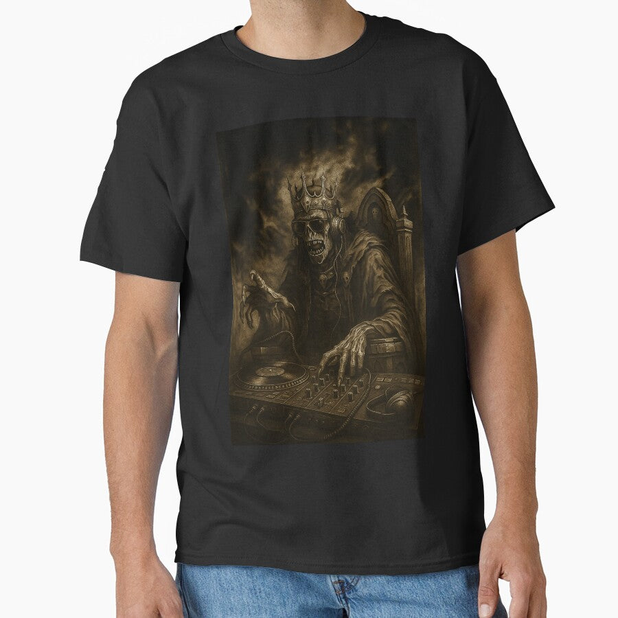 DJ King of the Dead – Gothic Skeleton Horror DJ Design by ArtificialAce T-Shirts, Hoodie, Sweatshirt (Image 1)