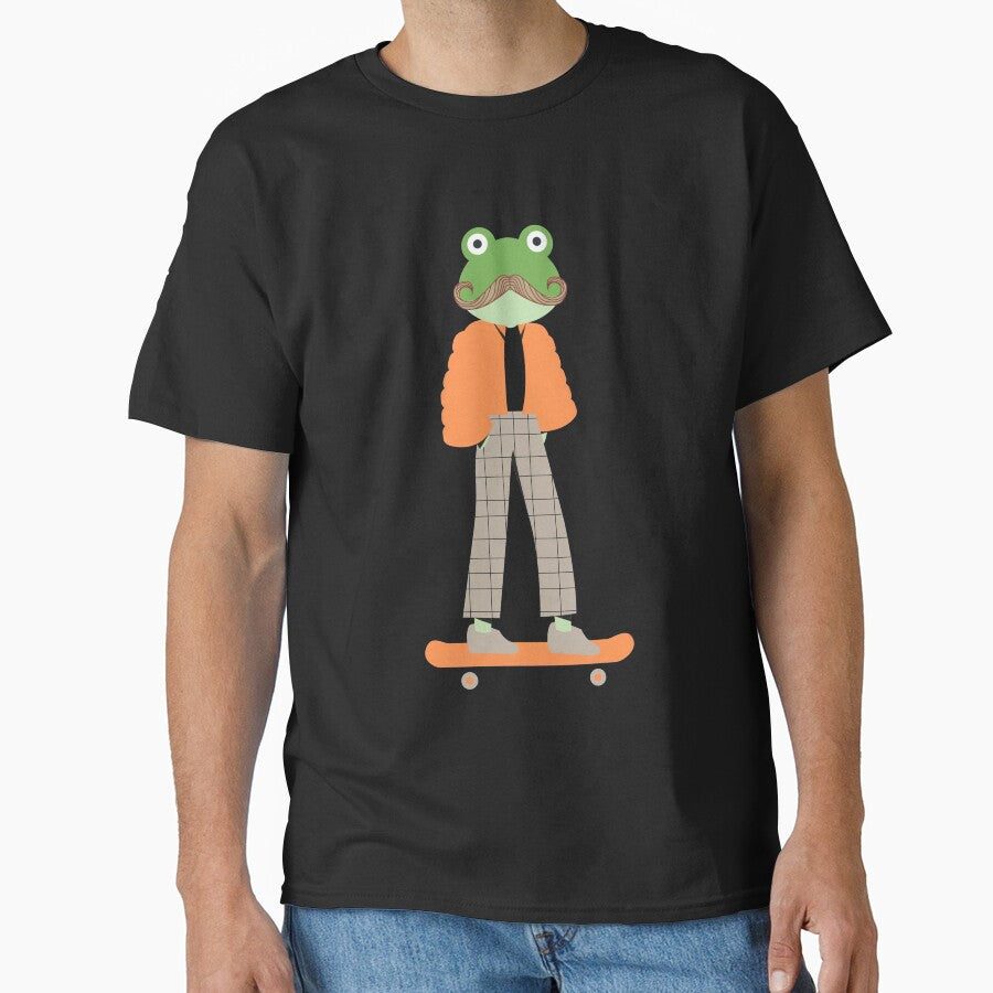 Green Frog on skateboard with mustache by NomadMessenger T-Shirts, Hoodie, Sweatshirt | BlankRebels.com (Image 1)