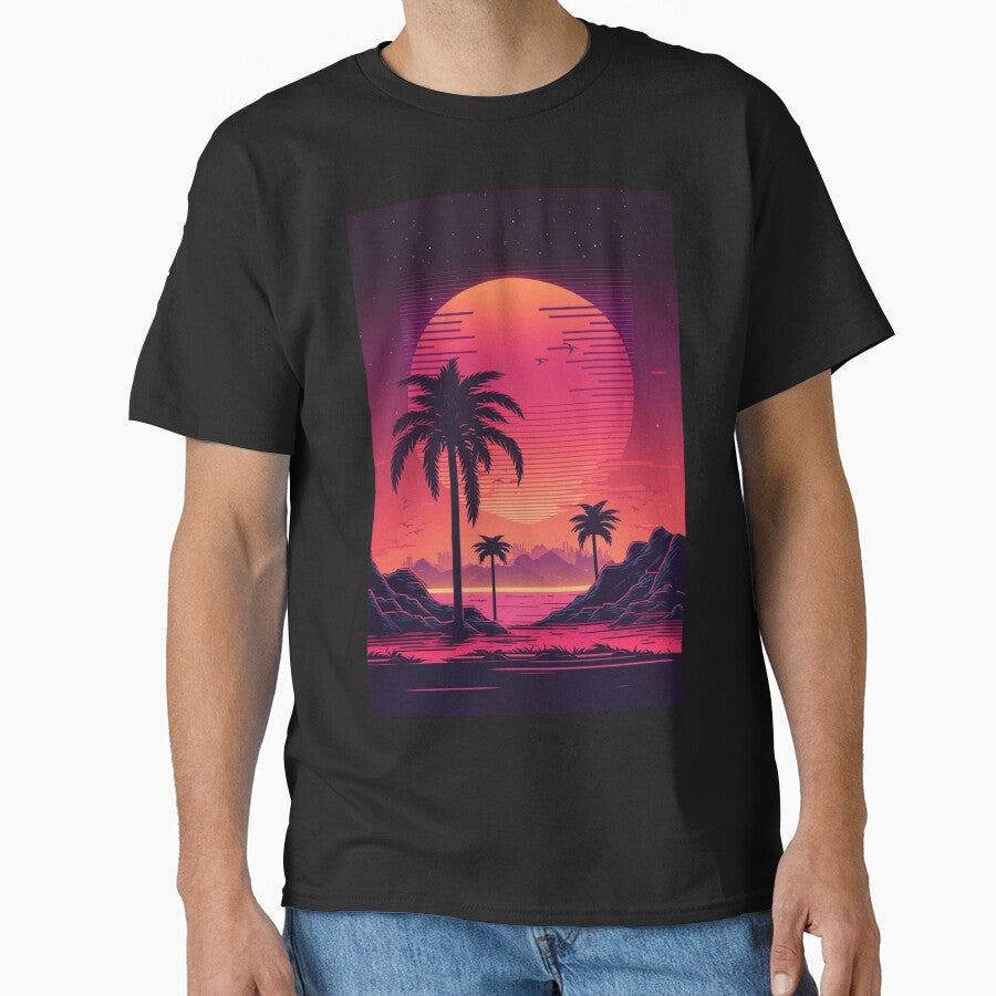 Synthwave/Retrowave Sunset by RESToRAPTOR T-Shirts, Hoodie, Sweatshirt | BlankRebels.com (Image 1)