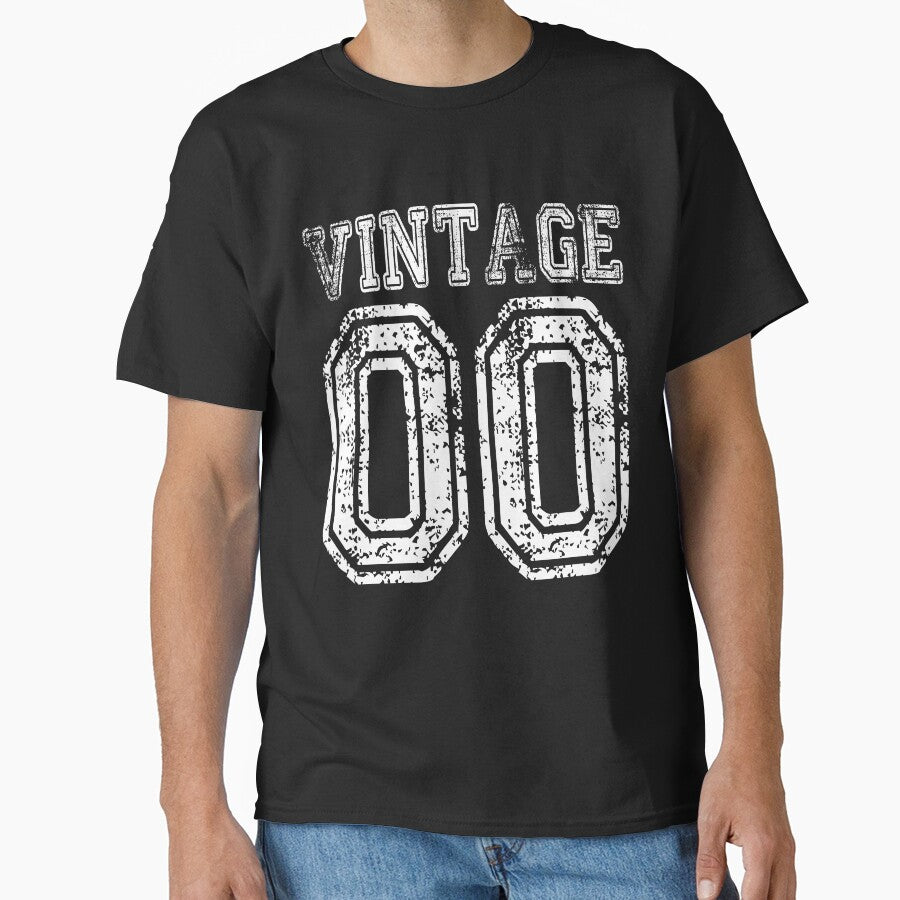 Vintage 00 2000 T-shirt Birthday Gift Age Year Old Boy Girl Cute Funny Man Woman Jersey Style by arcadetoystore... (Image 1)