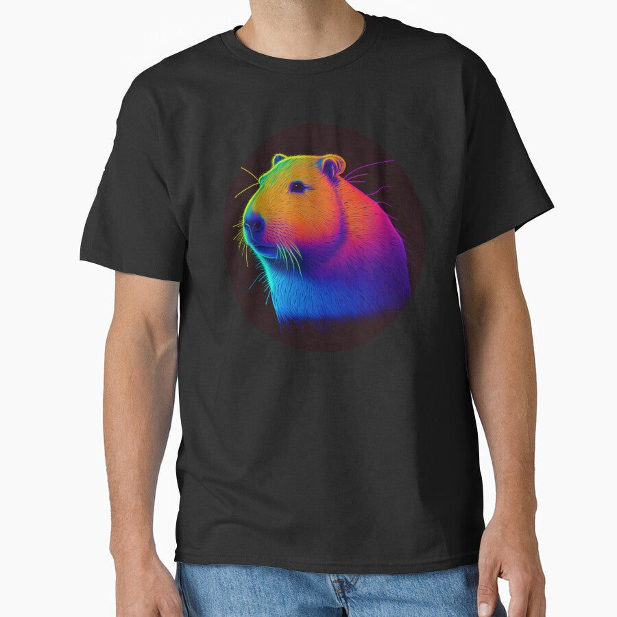Colorful Neon Rave Capybara by CapybaraCentral T-Shirts, Hoodie, Sweatshirt | BlankRebels.com (Image 1)