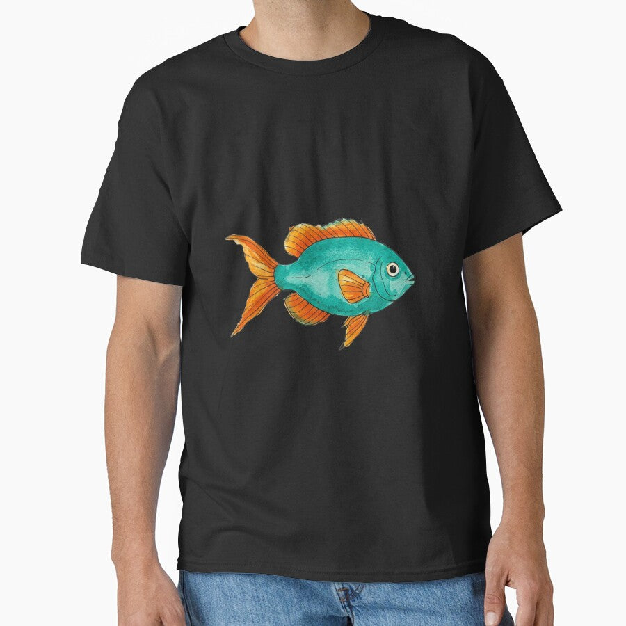 Colorful Minimalist Cute Fish Design – Vibrant and Playful Fish T-shirt Hoodie by cwaishop Sweatshirt (Image 1)