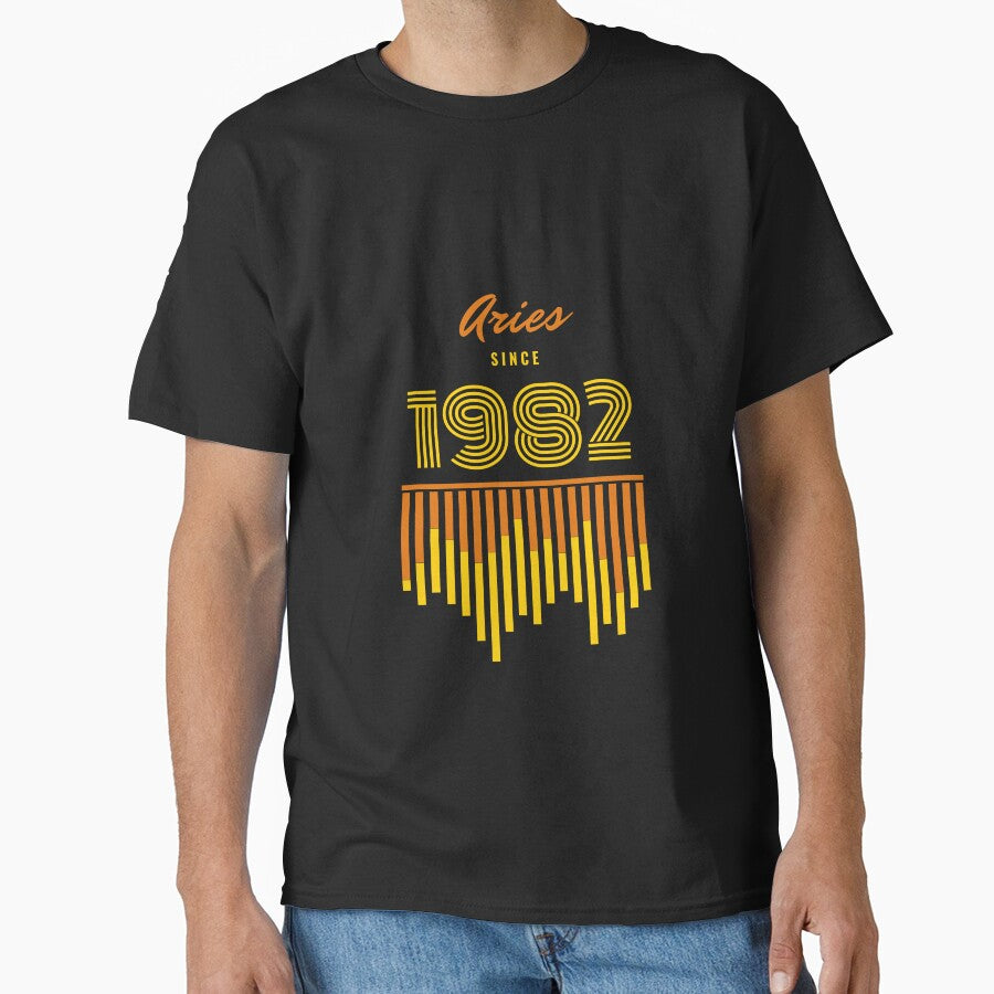Aries since 1982 retro style Orange and Yellow by TreetopStudios T-Shirts, Hoodie, Sweatshirt | BlankRebels.com (Image 1)
